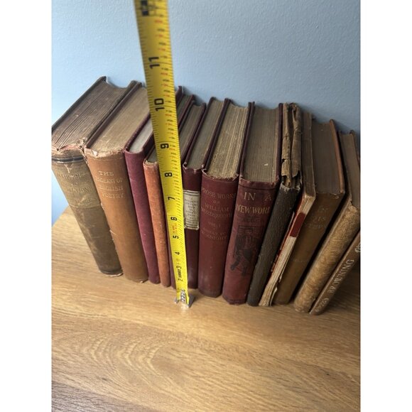 Lot of (13) Old Rare Books Red Brown Hard Cover Worn Aged Antique Wedding Decor - Picture 3 of 16